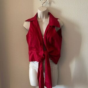 PUG Elegant Red Sleeveless Wrap Top NWT
